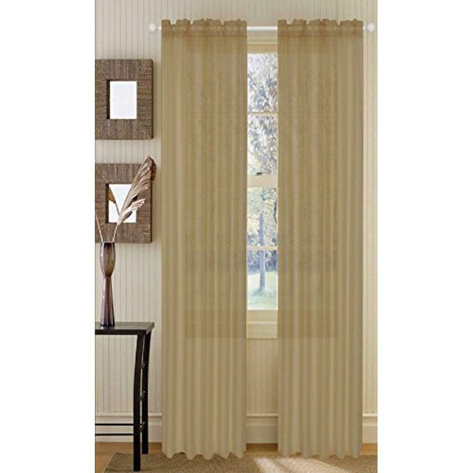 J&V TEXTILES 4-Pieces Sheer Solid Sheer Window Curtains 84 - Window Treatment Rod Pocket Voile Drape/Panel Sets for Patio Door TAUPE