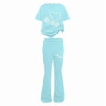 thumbnail image 2 of EnJoCho Girls 2 Piece Outfits Short Sleeve Bow Tees Flared Pants 2026 Summer Clothing Set Size 8-13 Years Trendy Youth Fashion Tee Pants Combo, 2 of 4