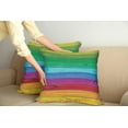 thumbnail image 2 of Ambesonne Rainbow Throw Pillow Cover 2 Pack, Colorful Wood Stripes, 16", Multicolor, 2 of 5