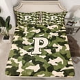 thumbnail image 2 of Feelyou Green Letter P Queen Sheet Sets, A-Z Monogrammed, Camo Bed Set, 4-Piece, 2 of 7