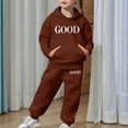 thumbnail image 4 of WhouRiu Outfit Set for Toddler Girls' Long Sleeve Solid Athletic Hoodie Pants Kids Loose Comfortable Spring Sports Outfits Brown,Size 2-3 Y, 4 of 6