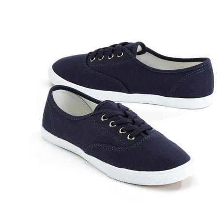 Faded Glory - Faded Glory - Women's Jane Canvas Lace Sneakers - Walmart.com