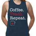 thumbnail image 2 of Coffee Teach Repeat Women's Muscle Tank X-Small Antique Denim, 2 of 5