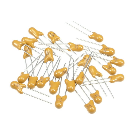 1uF Tantalum Capacitor 50V 2 Pin Yellow Radial Dipped Tantalum Bead Capacitors 25pcs