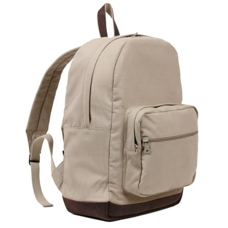 Vintage Canvas Teardrop Backpack w/Leather Accents, Padded Laptop