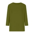 thumbnail image 4 of Womens Shirts Loose Women's Fashion Casual Round Neck 3/4 Sleeve Loose Solid Colour T-Shirt Ladies Top, 4 of 6