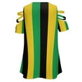 thumbnail image 5 of Black Yellow Green Stripes Womens Summer V Neck Zipper Top Short Sleeve T Shirt Off Shoulder Top Casual Classy Loose Shirts, 5 of 7