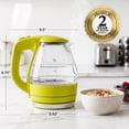 thumbnail image 6 of OVENTE 1.5L Glass Electric Kettle Water Boiler, Green KG83G, Fast Boiling, Borosilicate Glass, BPA-Free, Blue LED, Auto Shut-Off, Boil-Dry Protection, Removable Filter, 360° Base, 1100W, 6 of 8