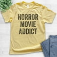 thumbnail image 2 of Kids Horror Movie Addict T-shirt, Youth Kids Boy Girl T-Shirt, Halloween T-shirt, Horror Movie T-shirt, Yellow, Large, 2 of 4