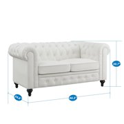 Naomi Home Modern Chesterfield Loveseat , Upholstered Cushion Loveseat For Home - Color: White