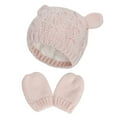 thumbnail image 2 of Baby Hat and Mittens Set Kids Knitted Beanie Cap Winter Warm Pompom Hats Gloves, 2 of 15