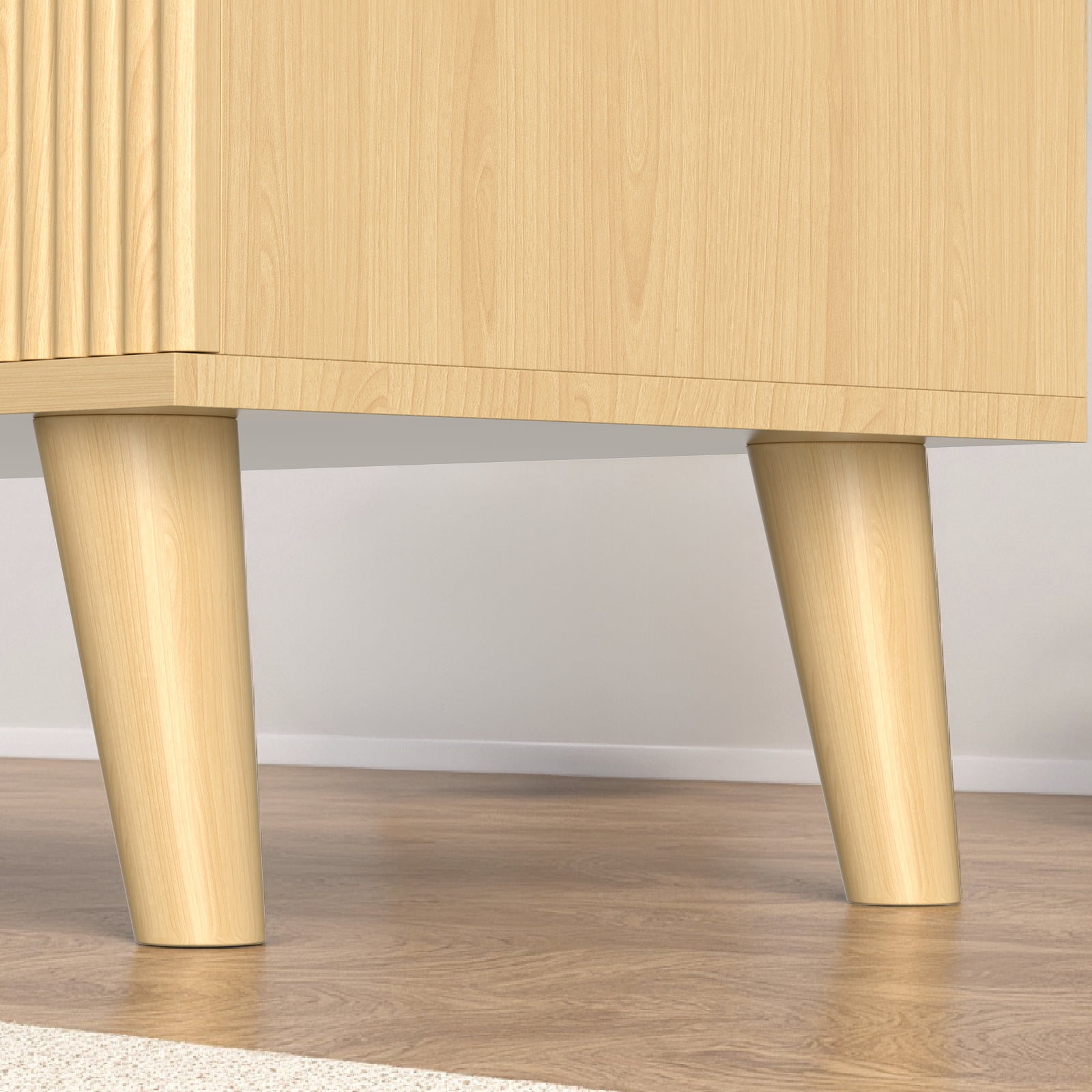 Hommoo 9 Drawer Dresser 63"W Storage Cabinet Credenza, Fluted Wooden Chest of Drawers for Home, Entrance, Natural