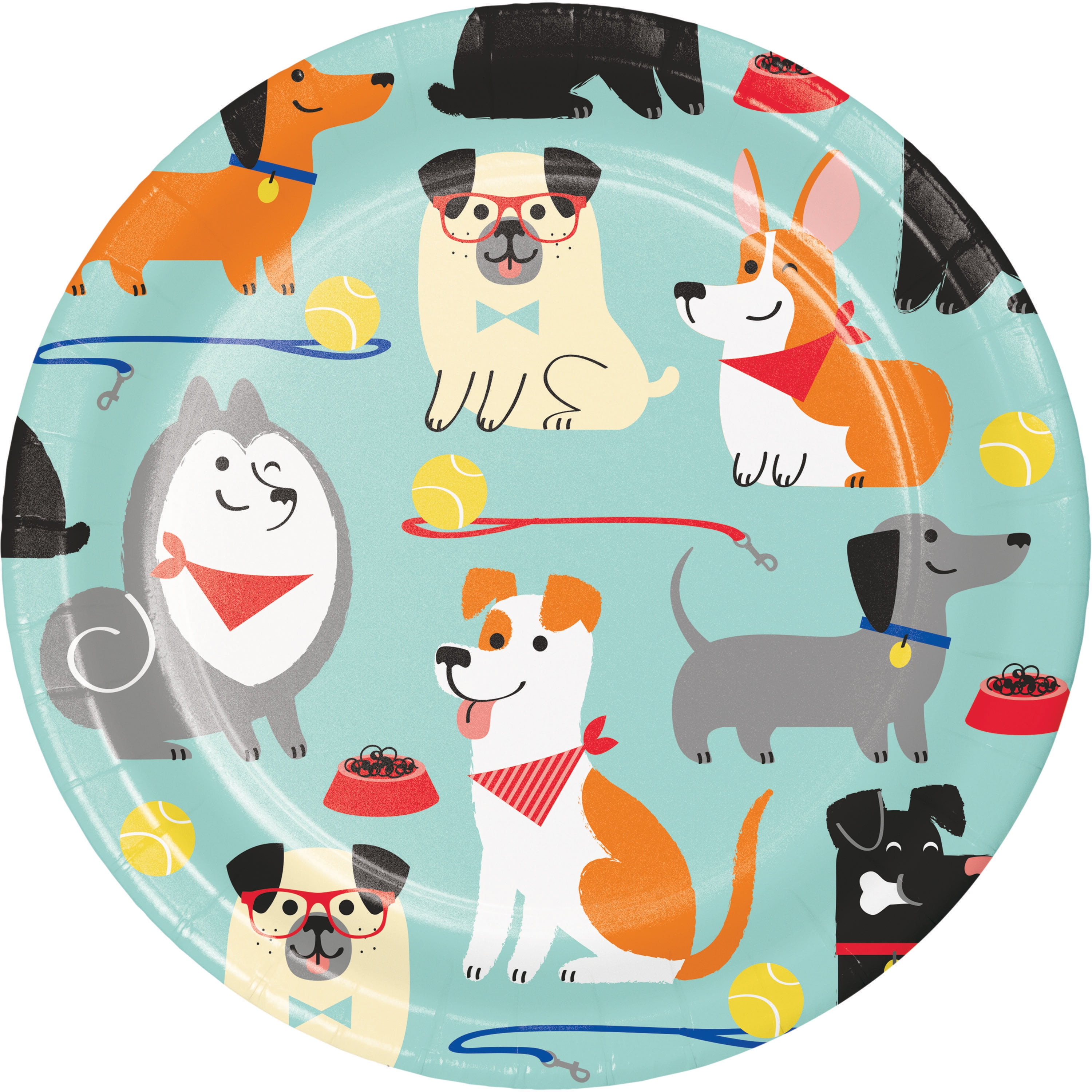 Cartoon Dogs Birthday Party Supplies Decorations 9 Inch and 7 Inch 24 Blue Dog Party Plates Birthday Disposable Plate