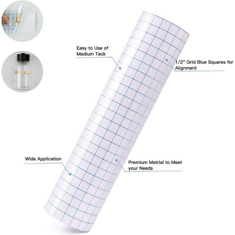 HTVRONT 12 x 30 Feet Transfer Tape for Vinyl with Blue Alignment Grid Transfer  paper Perfect for Self Adhesive Vinyl for Signs Stickers Decals Walls Doors  & Windows 