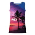 thumbnail image 4 of VEKDONE 2025 Clearance Plus Size Tanks Tops for Men Trendy Palm Tree Graphic Tee 3D Print Blouse Casual Beach Vacation Tank Top Outdoor Sport Gym T-shirt Purple XXXXXXL, 4 of 4