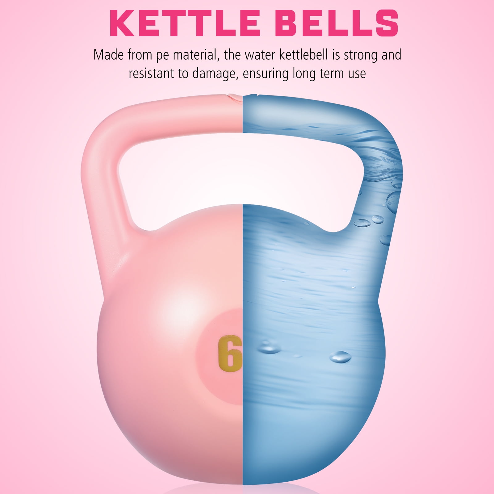 HONMEET PE Material Kettlebell with Ergonomic Grip Handle for Home Gym Fitness Workouts and Strength Training