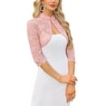 thumbnail image 4 of INSPIRE CHIC Elegant Lace Bolero Shrug for Women 3/4 Sleeve Sheer Floral Lace Cardigan Top XS Pink, 4 of 6