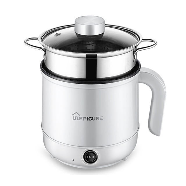 Aoresac Olla Caliente Eléctrica con Vaporera/Cocina Ramen de 1,7 L/Olla Eléctrica para