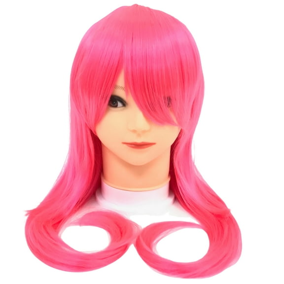 Neon Pink Long Curled Wig