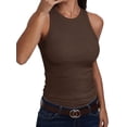 thumbnail image 3 of ANRABESS Racerback Tank Tops for Women Ribbed High Neck Tank 2026 Summer Sleeveless Shirts Slim Fitted Basic Tees Casual Workout Tops Coffee XXL, 3 of 10