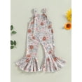 thumbnail image 2 of Bagilaanoe Toddler Baby Girl Jumpsuit Sleeveless Floral Print Romper Overalls 6M 12M 18M 24M 3T 4T Kids Long Flared Pants Summer Outfits, 2 of 7