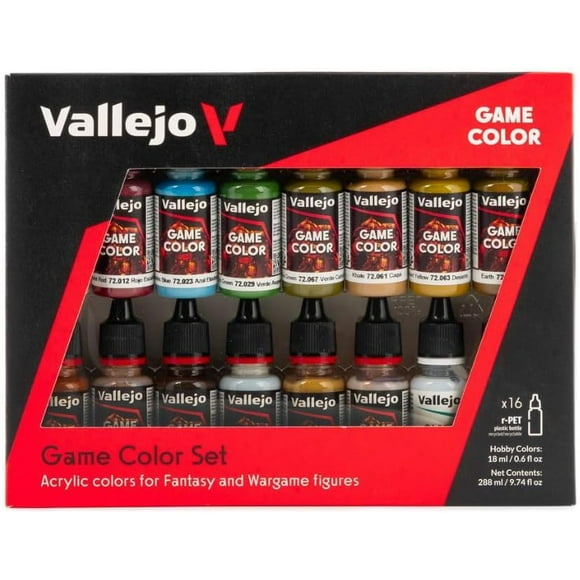 Vallejo Game Color Specialist Set - 16 x 18ml Expert Paints (2 Auxiliary + 1 Rust Effect), Trilogy Complement, High-Pigment Matt Finish for Fantasy/Wargame Figures