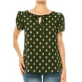 thumbnail image 4 of Women's Solid Overlapping Short Sleeve Top with Front Keyhole and Ruffle Accent, 4 of 5