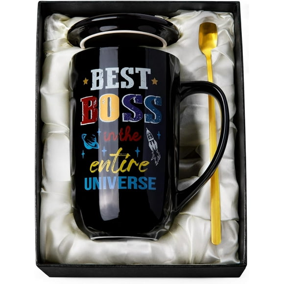 Boss Gifts for Men Women, Best Gifts for Bosses, Manager Female, Boss Lady, Entrepreneurs -18OZ Black Coffee Mug, Novelty Boss Day, Birthday, Appreciation Gift for Him, Her