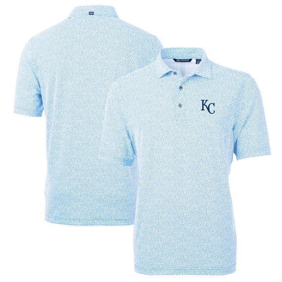 Men's Cutter & Buck Light Blue Kansas City Royals Virtue Eco Pique Botanical Print Recycled Polo