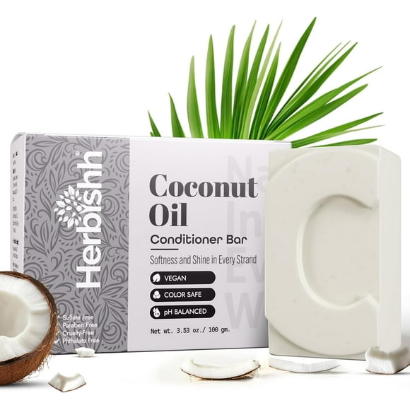 (6 pack) Herbishh Coconut Oil Conditioner Bar, Deep Moisturizing Solid Conditioner Soap for Dry & Curly Hair, Vegan Bar for Women & Men,Restores Damaged Hair for Less Breakage, Sulfate Free, 3.53 oz