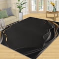 thumbnail image 3 of Living Room Area Rug, Modern Abstract Art Geometric Gold Wave Texture Black Washable Rug, Soft Comfy Foldable Breathable Easy Care Non Slip Rugs For Dining Room Decor Door Mat 4x5ft, 3 of 6
