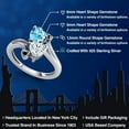 thumbnail image 2 of Gem Stone King 925 Sterling Silver Swiss Blue Topaz White Moissanite and Black Diamond Ring for Women (1.78 Cttw, Heart Shape 6MM, Gemstone November Birthstone, Size 5), 2 of 6