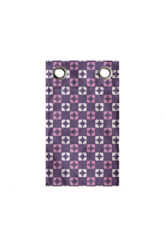 Vintage Hanging Pocket Organizer, Abstract Retro Inspired Simplistic Pattern with Squares Print, Printed Polyester Storage Bag with Pockets, 9" x 27", Purple Pale Pink