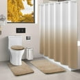thumbnail image 2 of Beige Bathroom Sets with Shower Curtain and Rugs Waterproof Shower Curtain Sets 1 Piece and Soft Bathroom Rugs Sets 3 Piece for  Bathroom Decor Set, 2 of 14