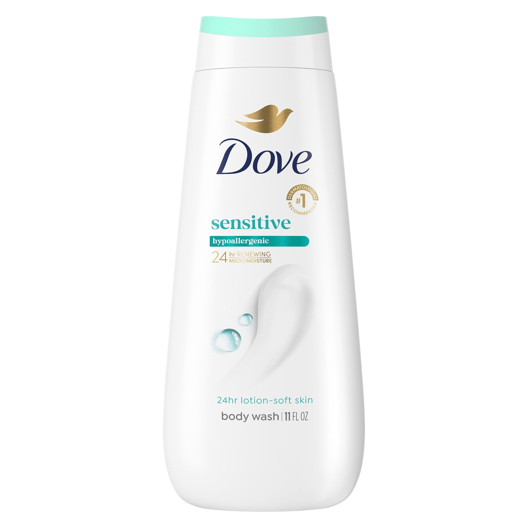 Dove Body Wash For 24hr Lotion-Soft Skin Sensitive Skin Moisturizing Skin Cleanser Gentle Hypoallergenic Formula With No Sulfates No Parabens, 11 Fl oz