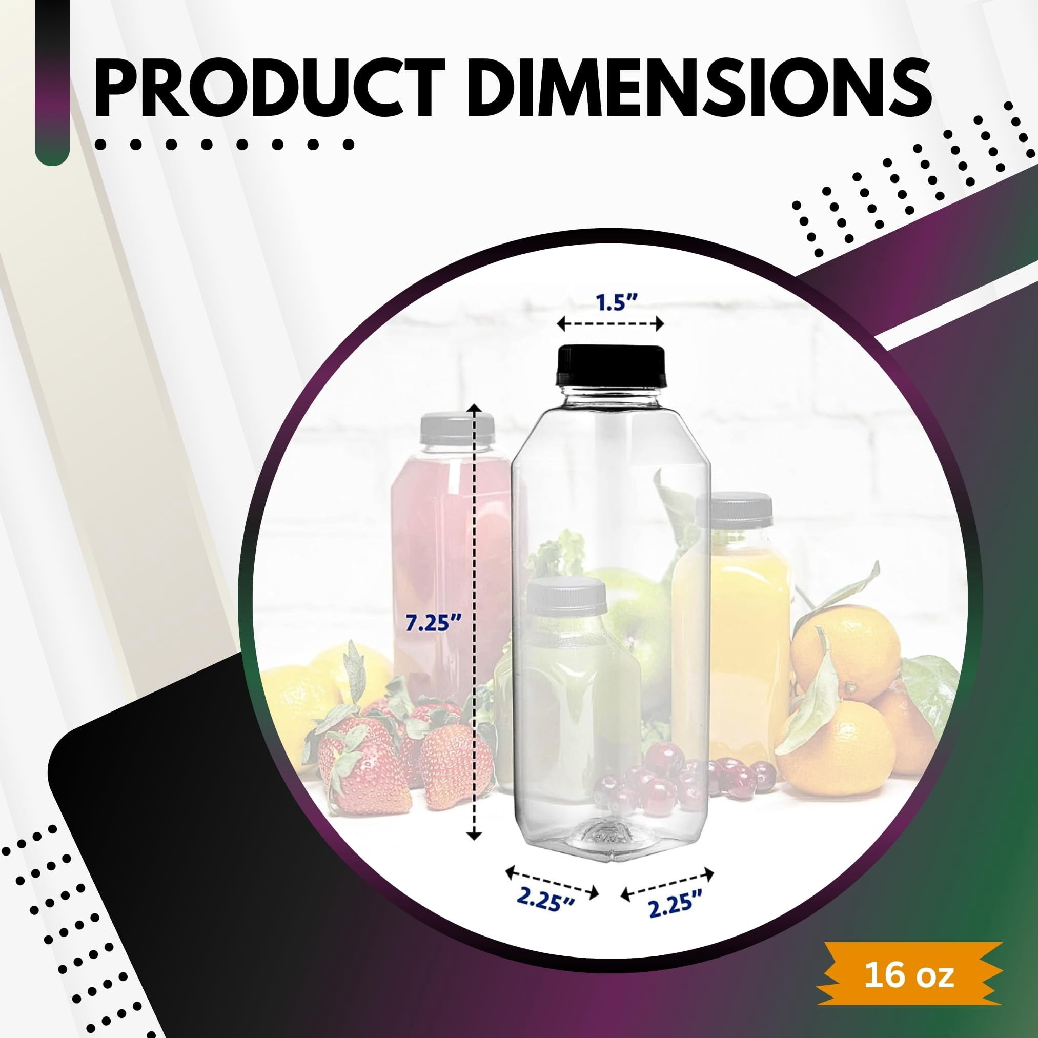 Green Direct 16oz Clear Plastic Reusable Juice Bottles with Caps | Empty Water Bottles for Juicing, Smoothies, Shakes | BPA-Free, Durable & Leakproof | Pack of 35