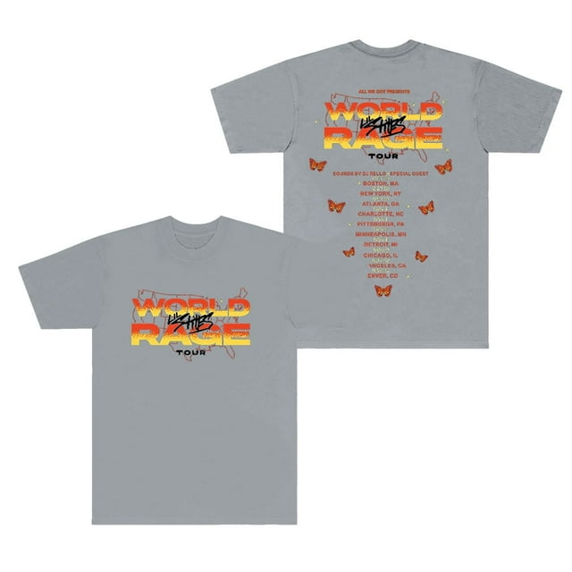 Lil Skies Rapper T-shirts World Rage Tour Merch Summer Unisex Fashion Casual HipHop Short Sleeve Tee,XXS,Gray