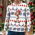 thumbnail image 2 of Chandail à Capuche Sans Capuche pour Hommes Hiver Chaud Col Rond Chandail Imprimé Flocon de Neige Père Noël Décontracté Confortable Doux, 2 of 4