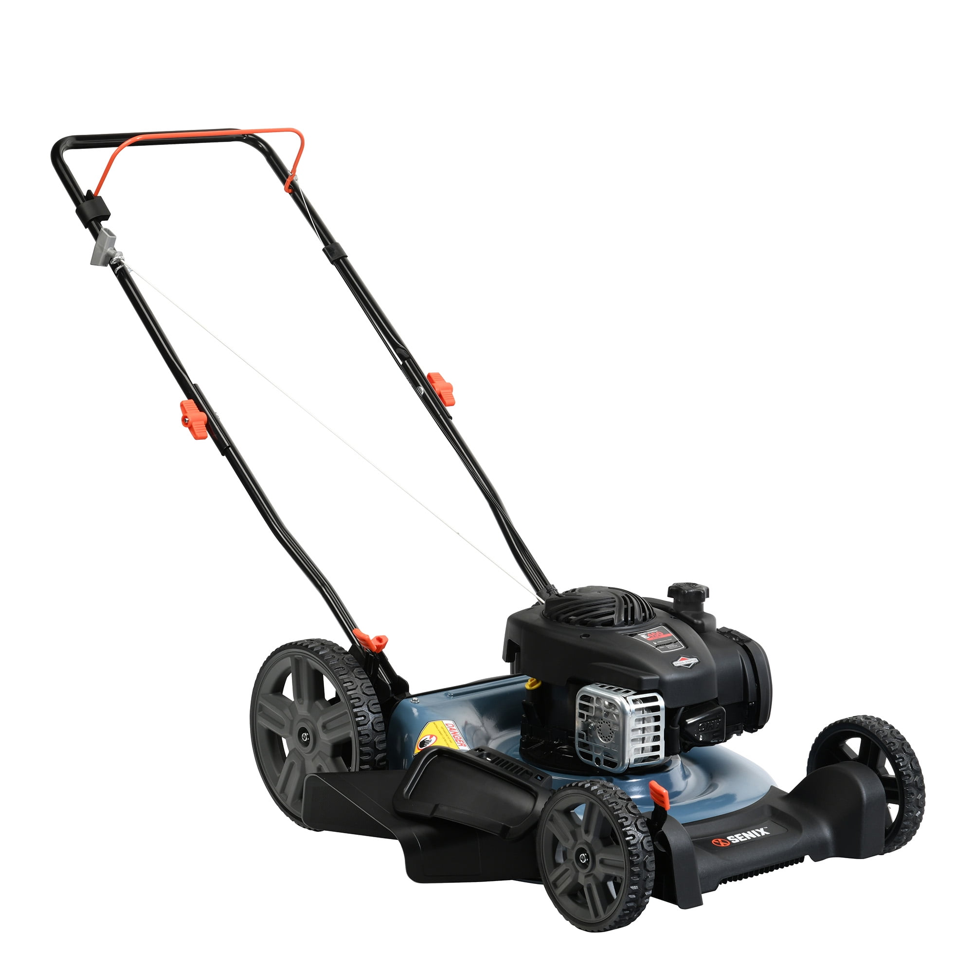 SENIX Gas Lawn Mower 21in Cutting Blade 22in Cutting Deck, 140cc 4-Cycle Made in Briggs & Stratton Engine, 2-In-1 Mulch & Side Discharge Push Mower, 6-Height Adjustment, 11" Rear Wheels, LSPG-M6