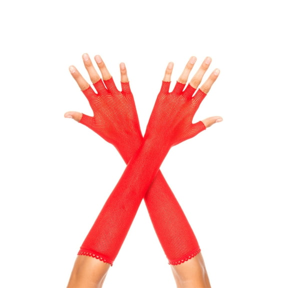 Fingerless fishnet warmer 412-RED