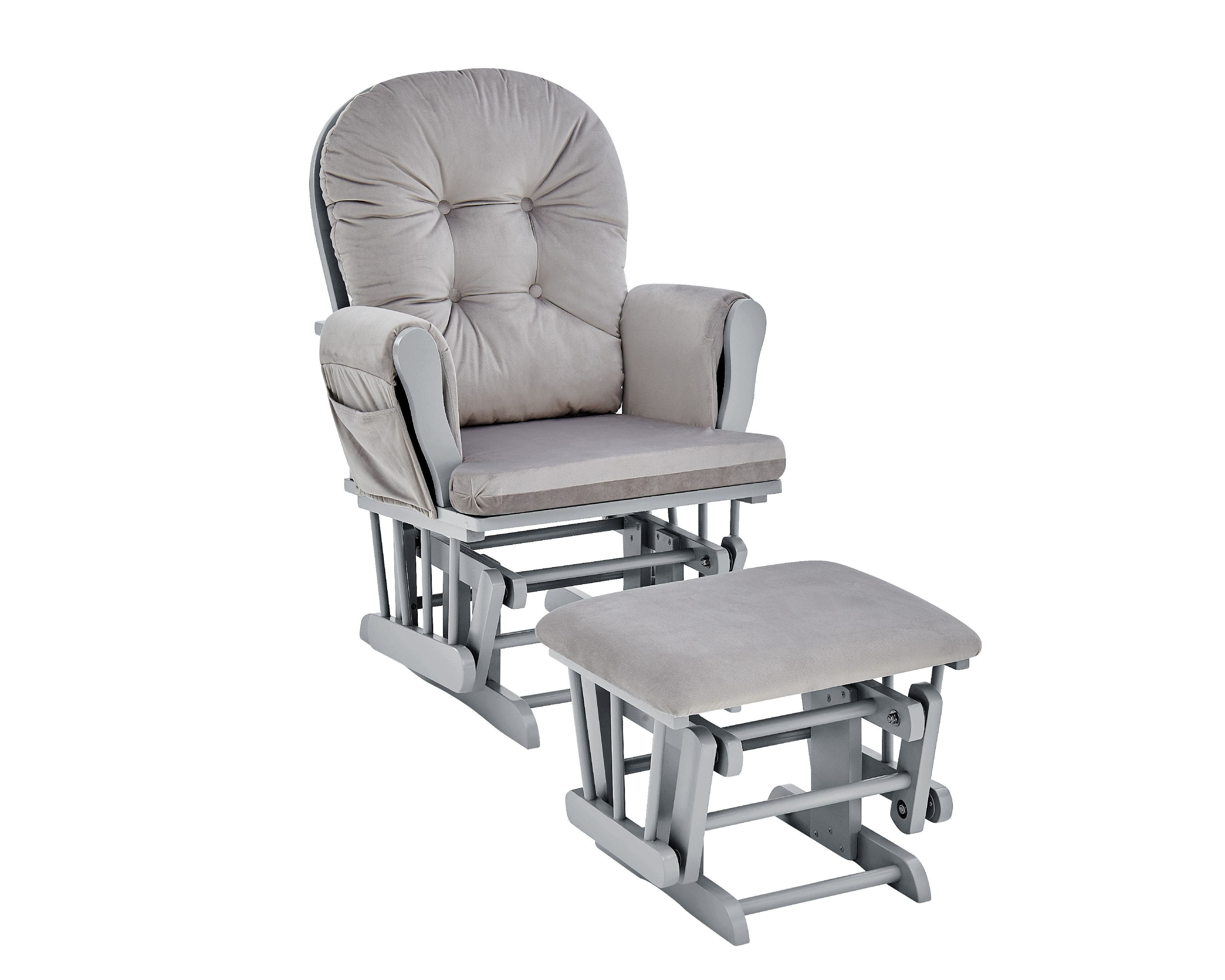 Suite Bebe Mason Glider & Ottoman,  Grey Finish and Light Grey Cushions
