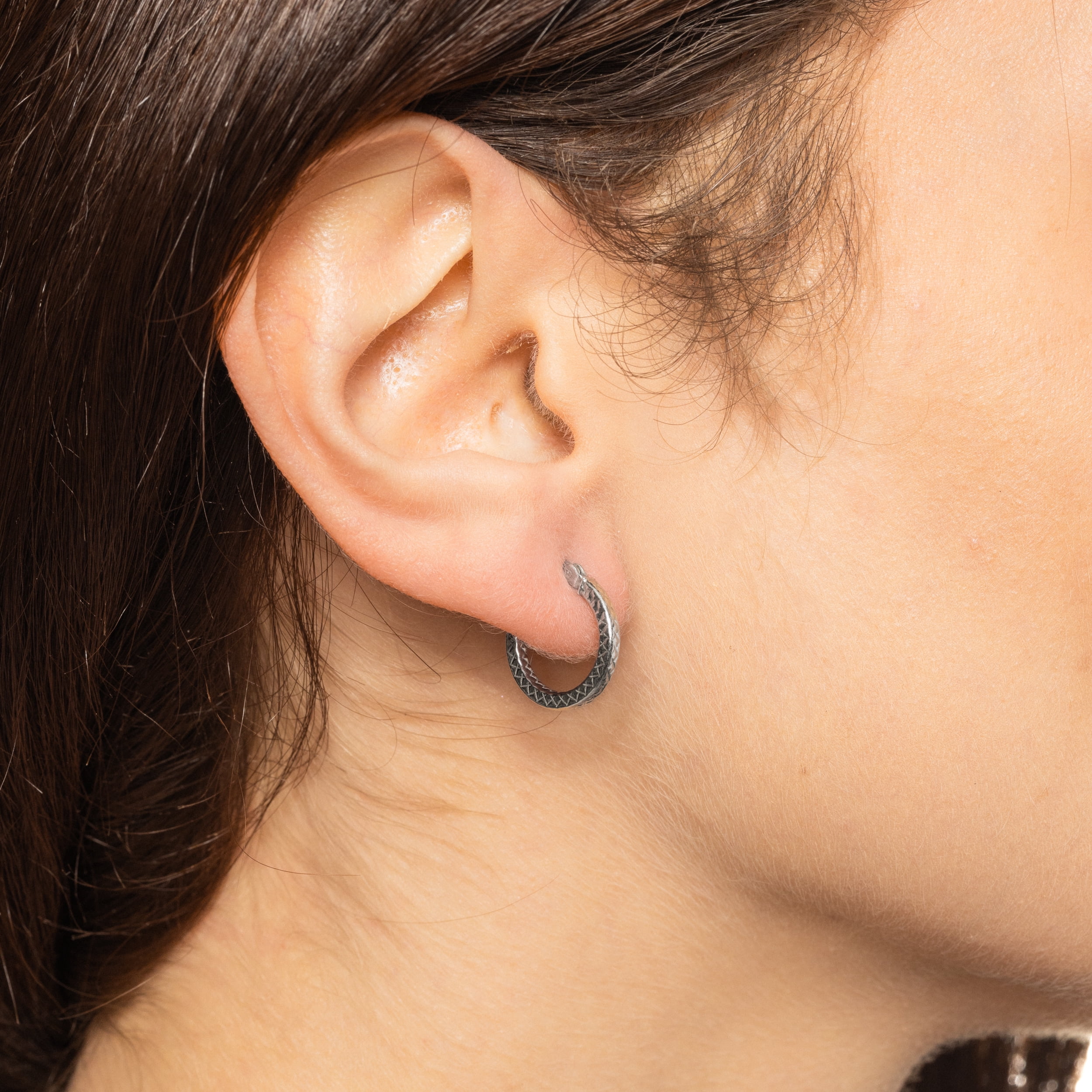Brilliance Fine Jewelry Duo Hoop Earring Set in Sterling Silver 15MM