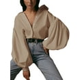 thumbnail image 3 of SUNSIOM Chemises à Manches Lanternes pour Femmes, Col à Revers, Boutons, Hauts Automne Hiver, 3 of 7