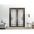thumbnail image 3 of Solid French Double Doors 72 x 80 inches | Planum 2112 Chocolate Ash Frosted Glass | Wood Solid Panel Frame Trims | Closet Bedroom Sturdy Doors, 3 of 5