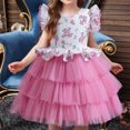 thumbnail image 4 of GaThRRgYP Toddler Kids Baby Girls Princess Casual Dress Party Dresses,Children Level Netting Princess Dress Lace Sleeveless Girl Bowknot Gown Dress Pink 1-9 Years, 4 of 6