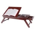 thumbnail image 3 of Pemberly Row Solid Wood Lap Desk Flip Top w/ Drawer and Foldable Legs in Walnut, 3 of 17
