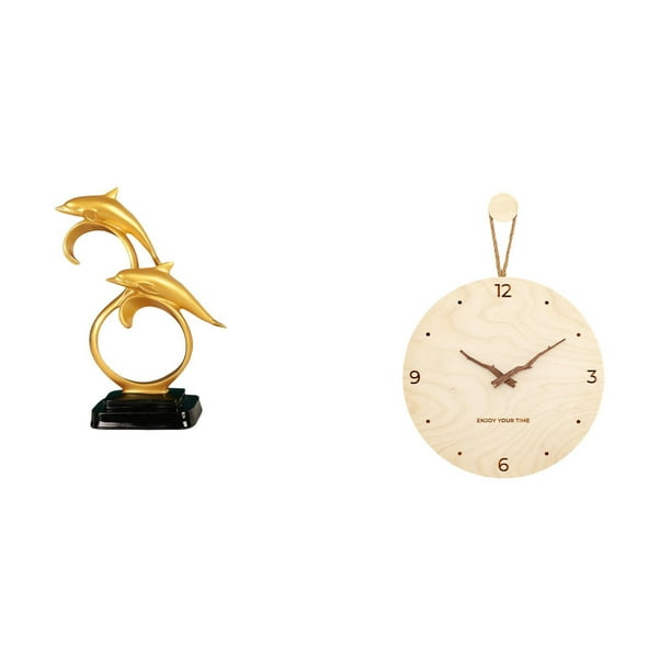 Figura de delfín,Colección de adornos de escritorio con figuras de delfines,Estatua decorativa moderna para el hogar,artesanías artísticas,Reloj de pared,Reloj de pared decorativo para sala