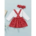 thumbnail image 4 of 3PCS Newborn Baby Girls Valentine's day Clothes Outfit, Heart Dot Print Long Sleeve Romper+Skirt+Headband, 4 of 7