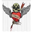 thumbnail image 3 of Ambesonne Tattoo Themed Shower Curtain, Old School Love Skull, 69"Wx84"L, White Black Red, 3 of 3
