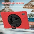 thumbnail image 4 of Dteck Case for Samsung Galaxy Tab S7 FE 5G 12.4-inch SM-T730 T735 T736B T736N (2021),Shockproof Armor Heavy Duty Drop Protection Shield Cover Kickstand Handstrap Palmstrap Rubber Hard Case,Red, 4 of 8